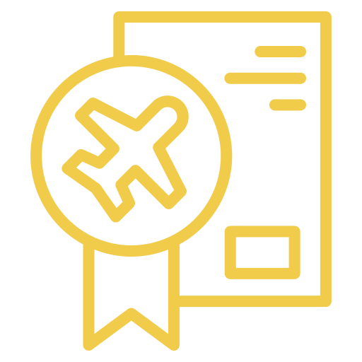 Certificate with airplane icon